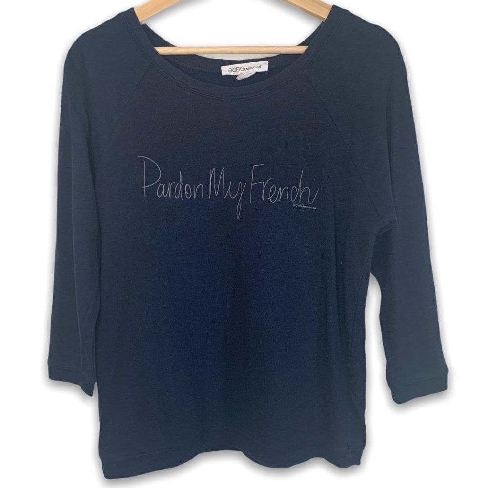 BCBG generation Graphic Raglan Sweatshirt